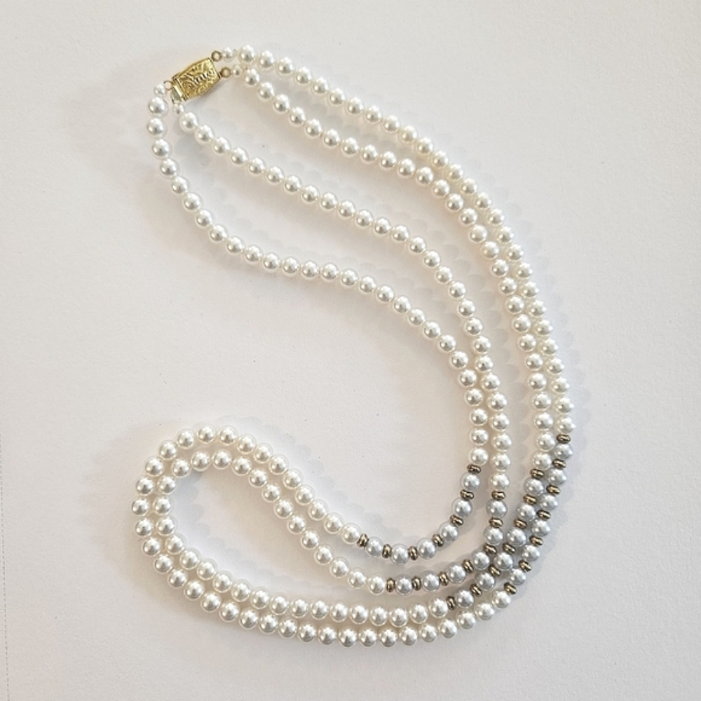 Vintage Pearl Double Strand Necklace